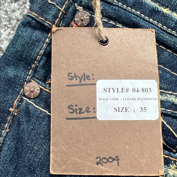 NWT True Religion Men’s Dark Blue Distressed Flared Bootcut #803 Jeans - 35/33 - Picture 8 of 12